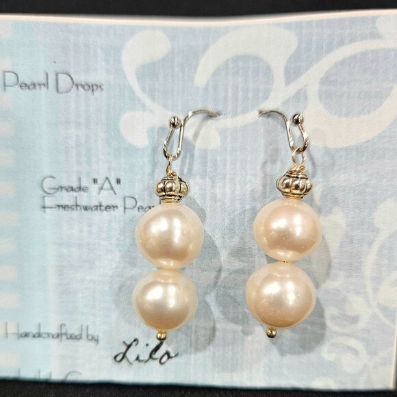 Hand Crafted Jewelry - Handcrafted White Grade 'A' Freshwater Pearl Earrings